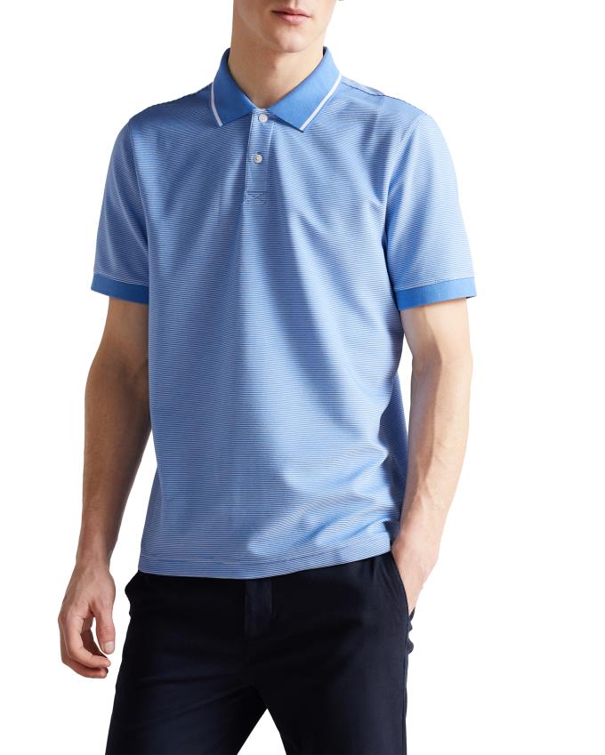 Polo Ted Baker Short Sleeve Striped Bleu Homme | KOD-81267645